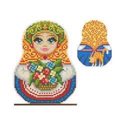 Набор для вышивания бисером WoodStitch "Матрешка. Времена года. Весна", 11х14, SH-026/2