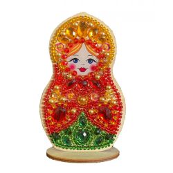 Набор для вышивания бисером WoodStitch "Матрешка" с декоративными элементами, 7х11, WS-056