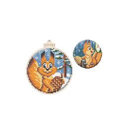 Набор для вышивания WoodStitch "Новогодний шар. Белка", 10*10, BK-001