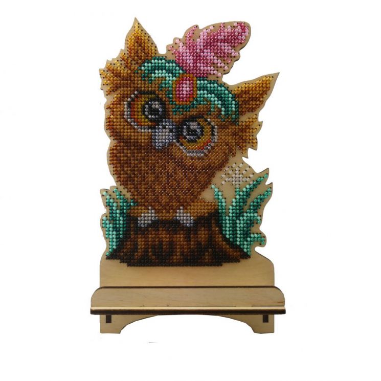 Набор для вышивания бисером WoodStitch Подставка под телефон "Любопытный Совенок", 18х12, WSR-007