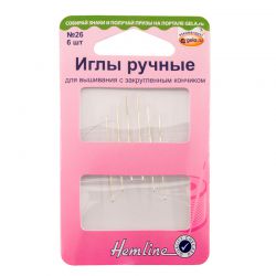 203.26 Иглы Hemline ручные для вышивания с закругленным кончиком № 26, 6 шт