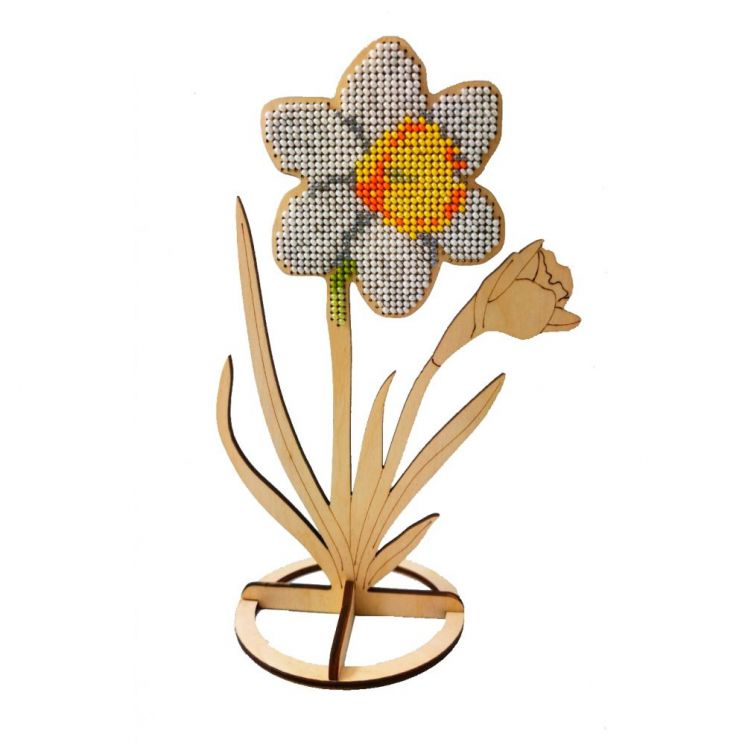 WS-021 Набор для вышивания бисером WoodStitch "Нарцисс на подставке", 19х13