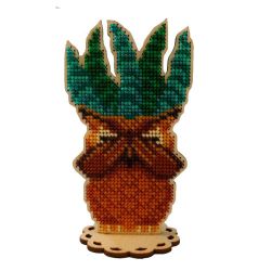 WS-030 Набор для вышивания бисером WoodStitch "Кактус-совушка "Не вижу", 13х8