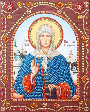 IF015 Алмазные иконы фигурными стразами Color Kit "Святая Блаженная Ксения Петербургская"
